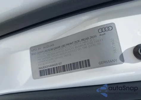 2021 Audi A5 Sportback Prestige 45 Tfsi Quattro S Tronic z USA, uszkodzony, nr VIN WAUEACF54MA005187